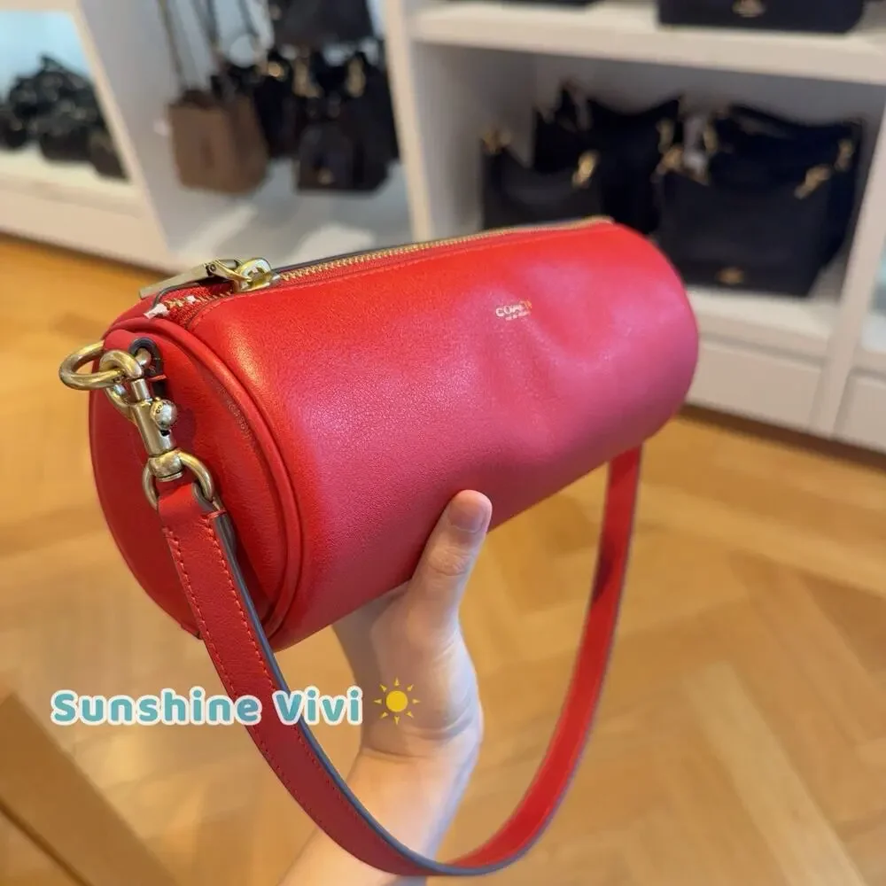 NWT Coach Small Barrel Bag in Leather Handbag CDY80 B4/SCARLET